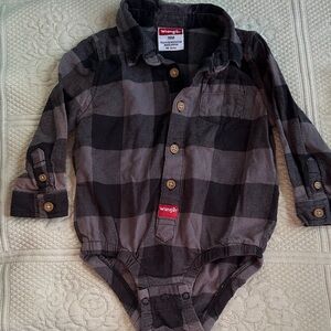 Wrangler Checkered Baby Bodysuits - Black and Grey
